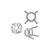 Load image into Gallery viewer, ITI NYC Four Prong Round Medium Weight Settings in Sterling Silver (3.50 mm - 11.00 mm)