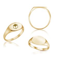 Load image into Gallery viewer, Oval (Horizontal) Signet Rings in 14K Yellow Gold (4 x 6 mm - 8 x 11 mm)