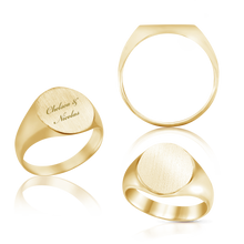 Load image into Gallery viewer, Oval (Vertical) Signet Rings in 14K Yellow Gold (6 x 4 mm - 20 x 18 mm)