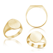 Load image into Gallery viewer, Oval (Vertical) Signet Rings in 14K Yellow Gold (6 x 4 mm - 20 x 18 mm)