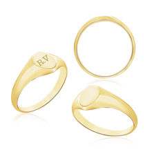 Load image into Gallery viewer, Oval (Vertical) Signet Rings in 14K Yellow Gold (6 x 4 mm - 20 x 18 mm)