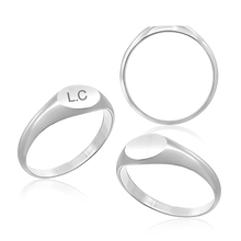 Load image into Gallery viewer, Oval (Horizontal) Signet Rings in Sterling Silver (4 x 6 mm - 8 x 11 mm)