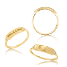 Load image into Gallery viewer, Rectangular Signet Rings with Diamonds in 14K Yellow Gold (15 x 5 mm)