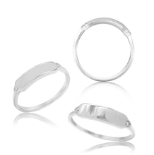 Load image into Gallery viewer, Rectangular Signet Rings with CZ's in Sterling Silver (15 x 5 mm)