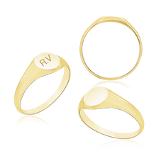 Load image into Gallery viewer, Round Signet Rings in 14K Yellow Gold (5 mm - 10 mm)
