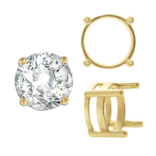 Load image into Gallery viewer, ITI NYC Four Prong Round Flat Wire Basket Settings in 18K Gold (2.00 mm - 9.25 mm)