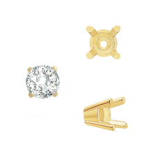 Load image into Gallery viewer, ITI NYC Four Prong Round Solid Base Settings in 18K Gold (4.00 mm - 8.00 mm)