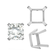 Load image into Gallery viewer, ITI NYC Four Prong Square Single Wire Settings in Sterling Silver (3.00 mm - 15.00 mm)