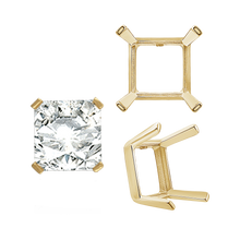 Load image into Gallery viewer, ITI NYC Four Prong Square Single Wire Settings in 14K Gold (3.00 mm - 15.00 mm)