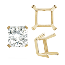 Load image into Gallery viewer, ITI NYC Four Prong Square Single Wire Settings in 14K Gold (3.00 mm - 15.00 mm)