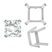 Load image into Gallery viewer, ITI NYC Four Prong Square Single Wire Settings in Sterling Silver (3.00 mm - 15.00 mm)