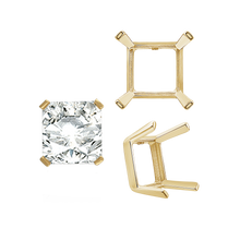 Load image into Gallery viewer, ITI NYC Four Prong Square Single Wire Settings in 14K Gold (3.00 mm - 15.00 mm)