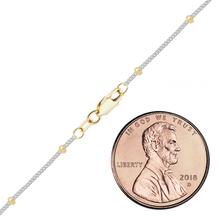 Load image into Gallery viewer, Finished Stud (Satellite) Curb Anklet in 14K Two Tone Gold