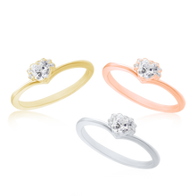 Load image into Gallery viewer, Stackable Ring with Stones in Heart with Halo in Sterling Silver