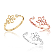 Load image into Gallery viewer, Flower Extendable Ring in Sterling Silver