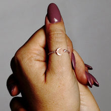 Load image into Gallery viewer, Stackable Ring with Stones in Crescent Design in 14K Gold