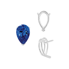 Load image into Gallery viewer, ITI NYC V-End Pear Shape Wire Basket Settings in Sterling Silver (2.50 x 1.25 mm - 37.00 x 25.00 mm)