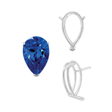 Load image into Gallery viewer, ITI NYC V-End Pear Shape Wire Basket Settings in Sterling Silver (2.50 x 1.25 mm - 37.00 x 25.00 mm)