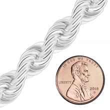 Load image into Gallery viewer, Bulk / Spooled Handmade Solid Rope Chain in Sterling Silver (2.50 mm - 12.60 mm)