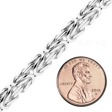 Load image into Gallery viewer, Bulk / Spooled Square Byzantine Handmade Chain in Sterling Silver (2.40 mm - 6.80 mm)