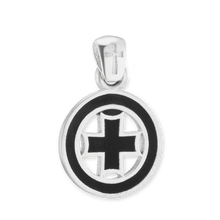 Load image into Gallery viewer, ITI NYC Pattee Cross Pendant Medallion with Black Enamel in Sterling Silver