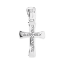 Load image into Gallery viewer, ITI NYC Tapered Cross Pendant with Cubic Zirconia in Sterling Silver