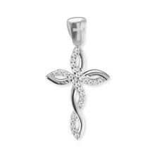 Load image into Gallery viewer, ITI NYC Eternity Cross Pendant with Cubic Zirconia in Sterling Silver