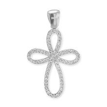 Load image into Gallery viewer, ITI NYC Eternity Cross Pendant with Cubic Zirconia in Sterling Silver