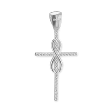 Load image into Gallery viewer, ITI NYC Infinity Cross Pendant with Cubic Zirconia in Sterling Silver