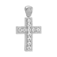 Load image into Gallery viewer, ITI NYC Classic Cross Pendant with Cubic Zirconia in Sterling Silver