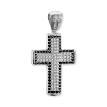 Load image into Gallery viewer, ITI NYC Classic Cross Pendant with Cubic Zirconia in Sterling Silver