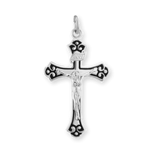 Load image into Gallery viewer, ITI NYC Trefoil Cross Pendant with Black Detail in Sterling Silver
