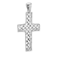 Load image into Gallery viewer, ITI NYC Basket Weave Cross Pendant in Sterling Silver