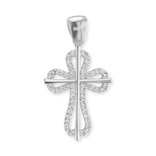 Load image into Gallery viewer, ITI NYC Roman Cross Pendant with Cubic Zirconia in Sterling Silver