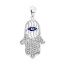 Load image into Gallery viewer, ITI NYC Hamsa Pendant with Evil Eye in Sterling Silver