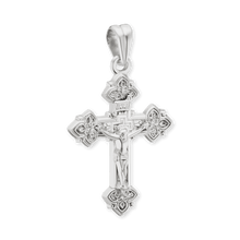 Load image into Gallery viewer, ITI NYC Trefoil Crucifix Pendant in Sterling Silver