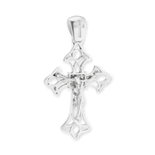 Load image into Gallery viewer, ITI NYC Filigree Trefoil Crucifix Pendant in Sterling Silver