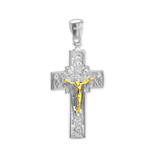 Load image into Gallery viewer, ITI NYC Byzantine Double-Sided Cross and Crucifix Pendant in Sterling Silver