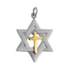 Load image into Gallery viewer, ITI NYC Two-Tone Star of David Pendant with Cross in Sterling Silver