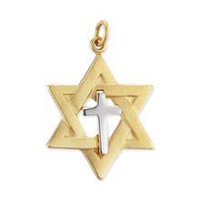 Load image into Gallery viewer, ITI NYC Two-Tone Star of David Pendant with Cross in Sterling Silver