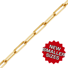Load image into Gallery viewer, Bulk / Spooled Trace Elongated Paperclip Cable Chain in 14K & 18K Yellow Gold (1.30 mm - 7.80 mm)