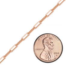 Load image into Gallery viewer, Bulk / Spooled Trace Elongated Paperclip Cable Chain in 14K Rose Gold (2.50 mm - 3.50 mm)
