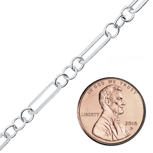 Load image into Gallery viewer, Bulk / Spooled Alternating Trace Elongated Paperclip Cable in Sterling Silver (3.50 mm - 5.00 mm)