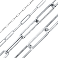 Load image into Gallery viewer, Bulk / Spooled Trace Elongated Paperclip Round Cable Chain in Sterling Silver (2.50 mm - 7.80 mm)
