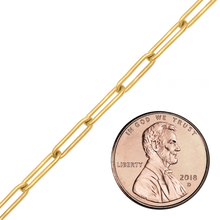 Load image into Gallery viewer, Bulk / Spooled Trace Elongated Paperclip Round Cable Chain in 14K Yellow Gold (2.50 mm - 7.80 mm)