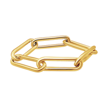 Load image into Gallery viewer, Round Tribeca Trace Paperclip Cable Chain Ring in Gold Filled