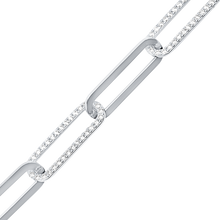 Load image into Gallery viewer, Bulk / Spooled Trace Elongated Paperclip Cable Chain with CZ Stones in Sterling Silver (7.80 mm)