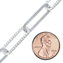 Load image into Gallery viewer, Bulk / Spooled Trace Elongated Paperclip Cable Chain with CZ Stones in Sterling Silver (7.80 mm)