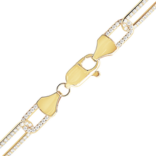 Load image into Gallery viewer, Tribeca Trace Paperclip Chain Necklace with CZ Stones in Sterling Silver 18K Yellow Gold Finish