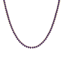 Load image into Gallery viewer, Tennis Necklace with Amethyst Stones (February Birthstones) in 14K Gold (1.75 mm - 4.0 mm)